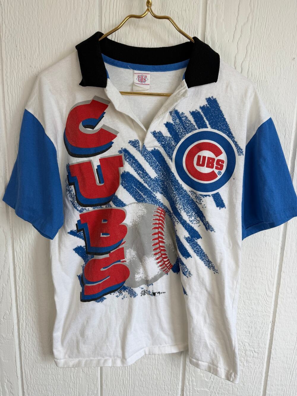 Vintage 1995 Chicago Cubs MLB All Over Print Polo Shirt GTS Baseball 90s